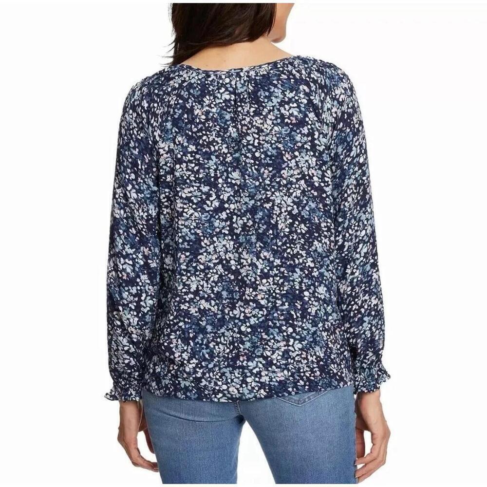Jessica Simpson Women's Long Sleeve V-Neck Blouse, Blue, Size S P15 - Picture 2 of 4